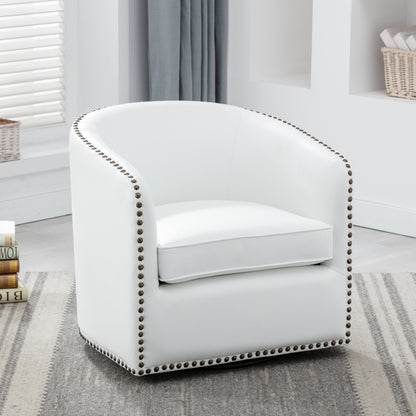 Tyler Faux Leather Swivel Arm Chair with Nail Head Trim