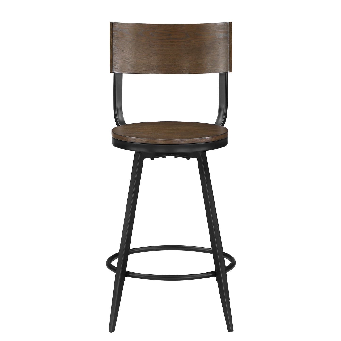 Dalia Brown Wood and Metal Swivel Stool