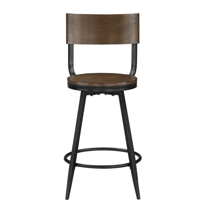 Dalia Brown Wood and Metal Swivel Stool