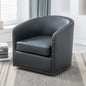 Tyler Faux Leather Swivel Arm Chair with Nail Head Trim
